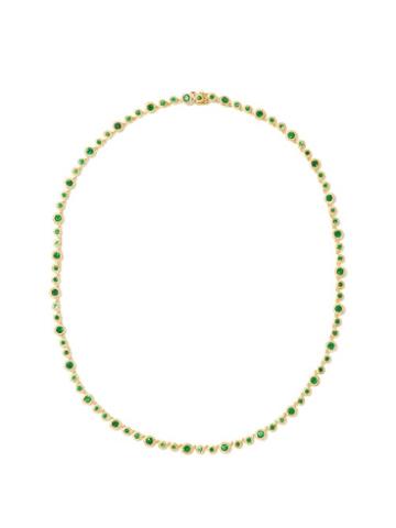 Octavia Elizabeth - Nesting Gem Emerald & 18kt Gold Tennis Necklace - Womens - Green Gold