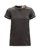 Matchesfashion.com No. 21 - Crystal-embellished Faux-leather T-shirt - Womens - Black