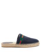 Matchesfashion.com Gucci - Gg-embroidered Canvas Backless Espadrilles - Mens - Navy