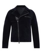 Matchesfashion.com Giorgio Armani - Shearling Biker Jacket - Mens - Navy