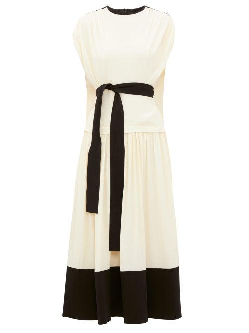 Matchesfashion.com Proenza Schouler - Draped Cap Sleeve Crepe Dress - Womens - Cream
