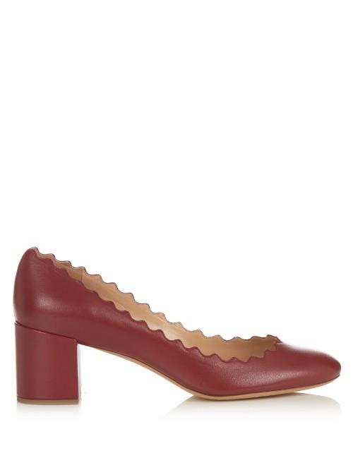 Chloé Lauren Scallop-edged Leather Pumps