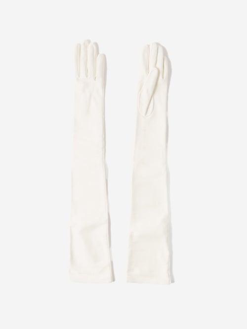 Alexander Mcqueen - Logo-debossed Long Leather Gloves - Womens - Ivory
