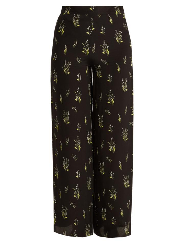 Rockins Skully Of The Valley-print Wide-leg Silk Trousers