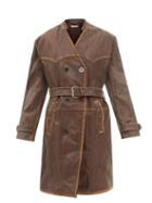 Acne Studios - Distressed Leather Trench Coat - Womens - Brown
