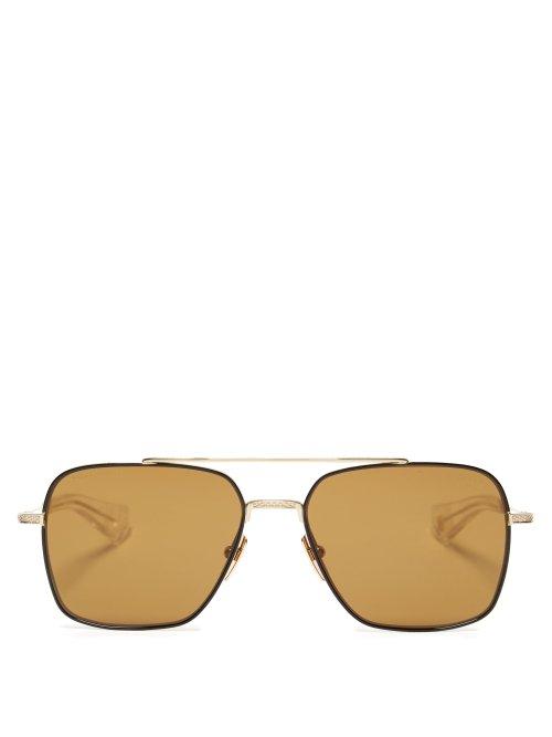 Matchesfashion.com Dita Eyewear - Flight Seven Titanium And Acetate Sunglasses - Mens - Gold