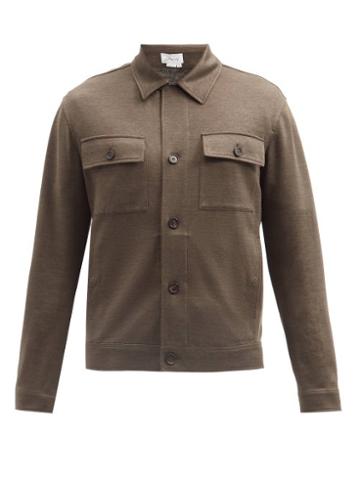 Matchesfashion.com Brioni - Patch-pocket Silk-blend Barleycorn-twill Jacket - Mens - Dark Green