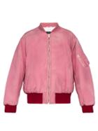 Matchesfashion.com Calvin Klein 205w39nyc - Logo Embroidered Distressed Cotton Bomber Jacket - Mens - Pink