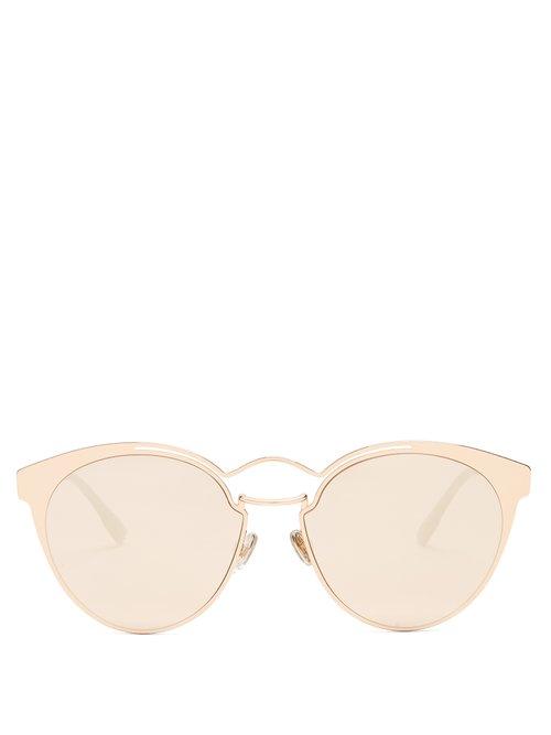 Matchesfashion.com Dior Eyewear - Nebula Cat Eye Metal Sunglasses - Womens - Gold