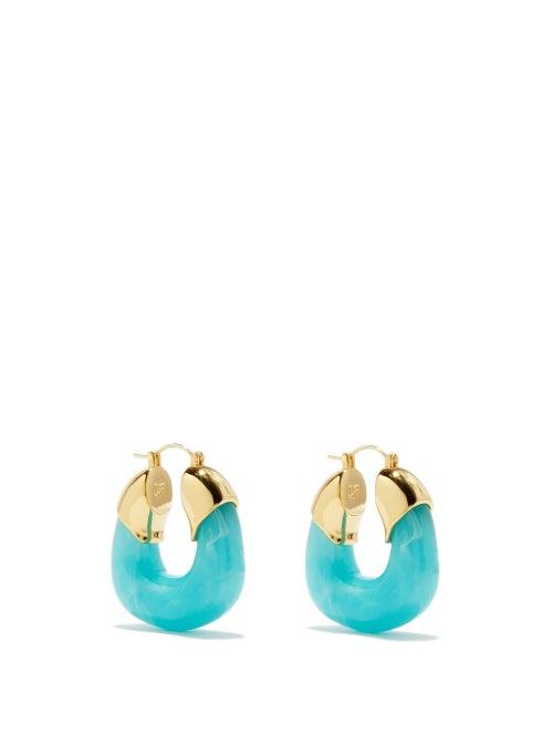 Lizzie Fortunato - The Organic Gold-plated Hoop Earrings - Womens - Blue Gold