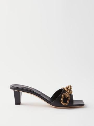 Serena Uziyel - Catena 50 Chain-embellished Leather Sandals - Womens - 01bk