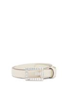 Matchesfashion.com Gucci - Iridescent Crystal G Buckle Leather Belt - Womens - White