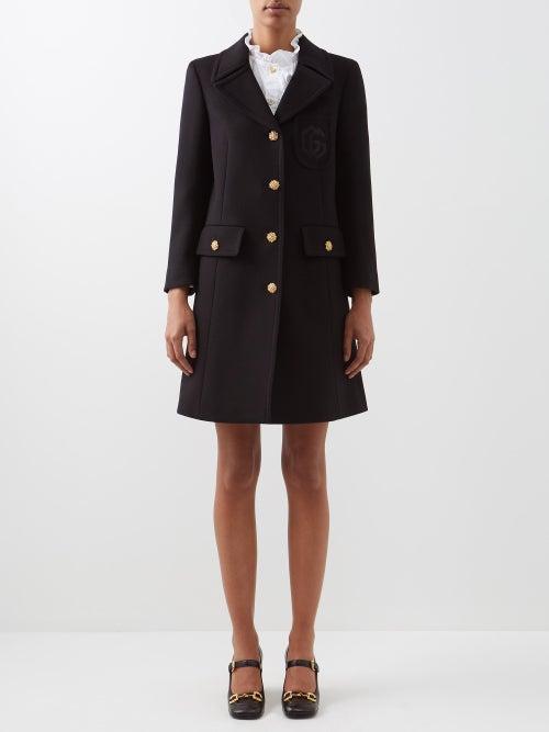 Gucci - Logo-embroidered Single-breasted Wool Coat - Womens - Black