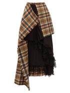 Matchesfashion.com Preen By Thornton Bregazzi - Amaya Asymmetric Wool Tartan Skirt - Womens - Brown Multi