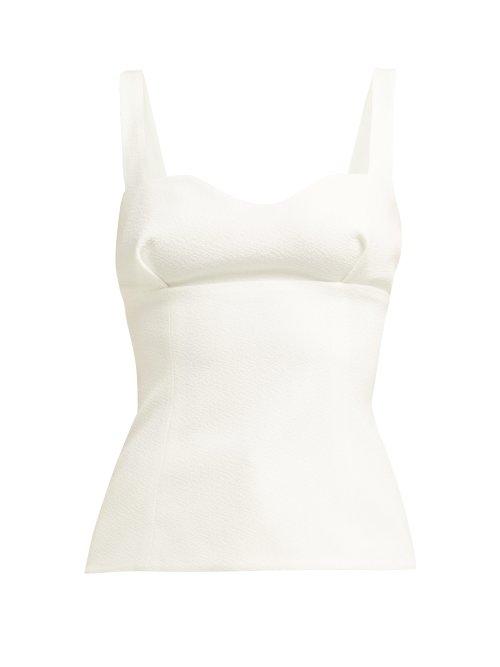Matchesfashion.com Emilia Wickstead - Madeleine Sweetheart Neckline Cloqu Top - Womens - White