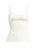 Matchesfashion.com Emilia Wickstead - Madeleine Sweetheart Neckline Cloqu Top - Womens - White