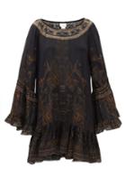 Matchesfashion.com Camilla - Cobra-print Silk-crepe Mini Dress - Womens - Black Print