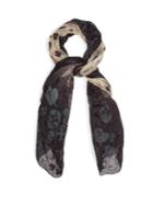 Alexander Mcqueen Skull And Heart-print Semi-sheer Scarf