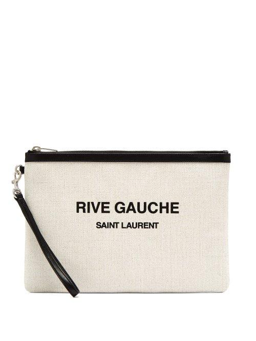 Matchesfashion.com Saint Laurent - Rive Gauche Print Canvas Pouch - Womens - Black Multi