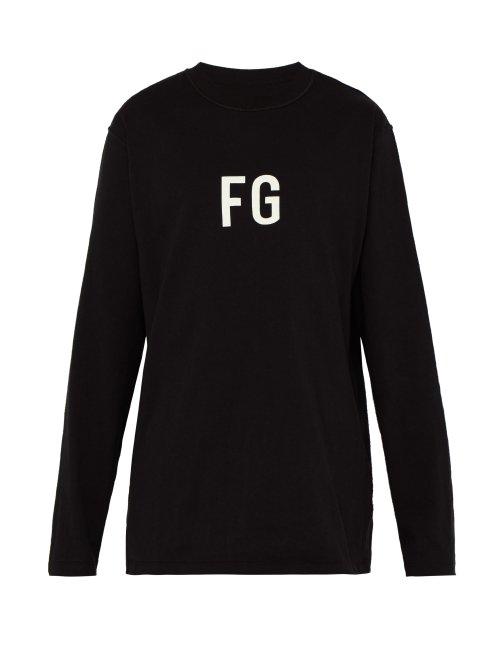 Matchesfashion.com Fear Of God - Fg Logo Printed Long Sleeved T Shirt - Mens - Black