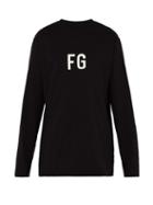 Matchesfashion.com Fear Of God - Fg Logo Printed Long Sleeved T Shirt - Mens - Black