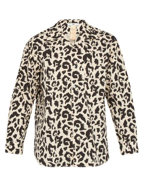 Matchesfashion.com Eytys - Donovan Leopard Print Cotton Shirt - Mens - Black White
