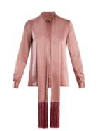 Matchesfashion.com Hillier Bartley - Fringe Trimmed Silk Satin Blouse - Womens - Pink