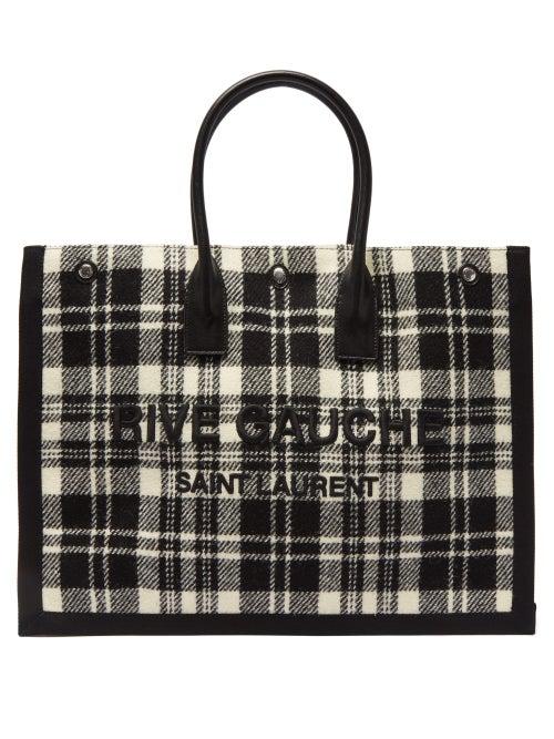Matchesfashion.com Saint Laurent - Noe Logo-embroidered Plaid Tote Bag - Womens - White Multi