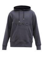 Givenchy - Logo-embroidered Cotton-jersey Hooded Sweatshirt - Mens - Dark Blue