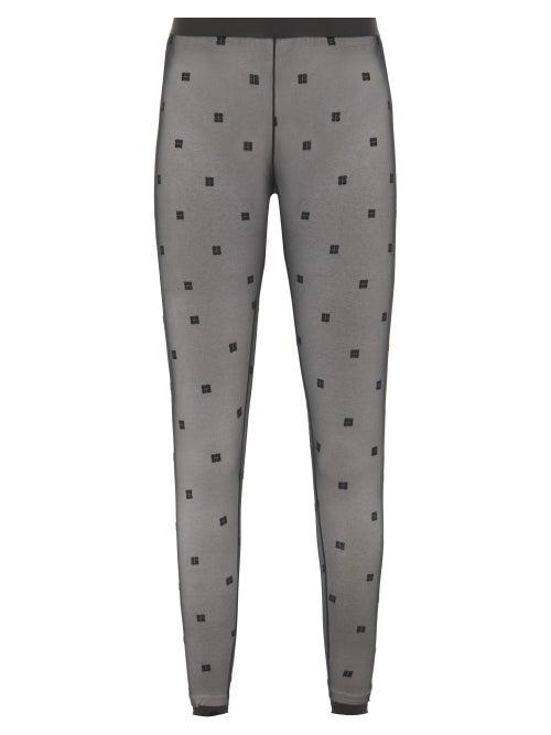 Givenchy - 4g-flocked Mesh Leggings - Womens - Black