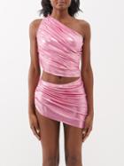 Norma Kamali - Diana One-shoulder Metallic-jersey Bikini Top - Womens - Light Pink