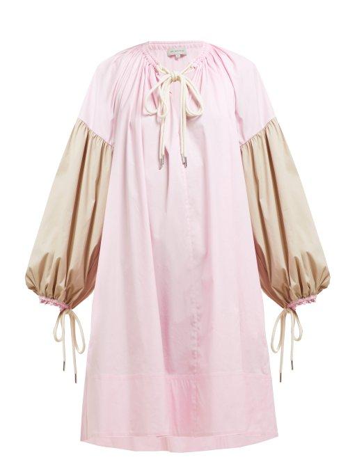 Matchesfashion.com Lee Mathews - Elsie Balloon Sleeve Cotton Blend Dress - Womens - Pink Multi