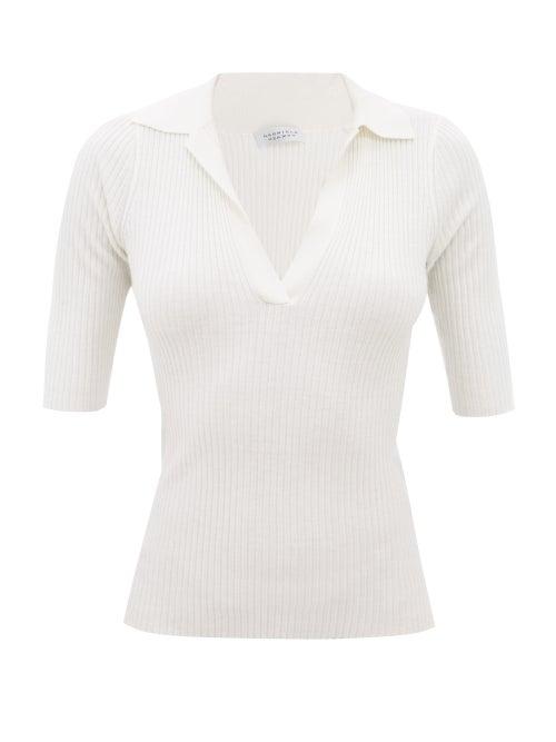 Gabriela Hearst - Cano Ribbed Cashmere-blend Polo Shirt - Womens - Ivory