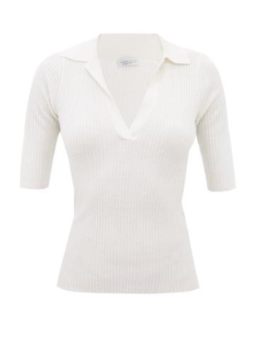 Gabriela Hearst - Cano Ribbed Cashmere-blend Polo Shirt - Womens - Ivory