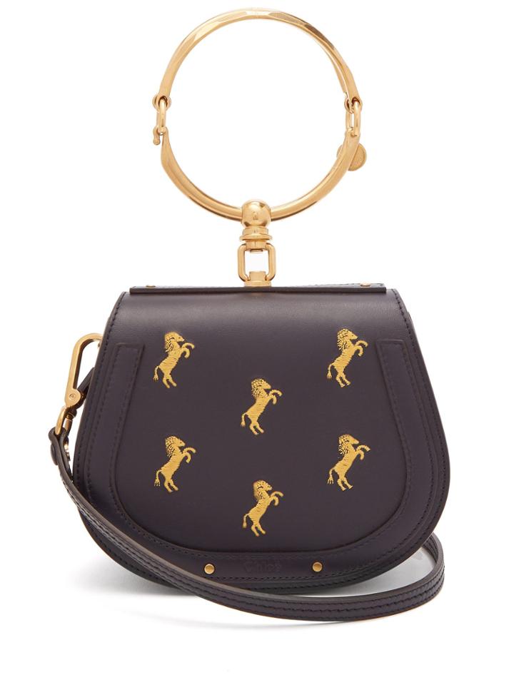 Chloé Nile Horse-embroidered Leather Cross-body Bag