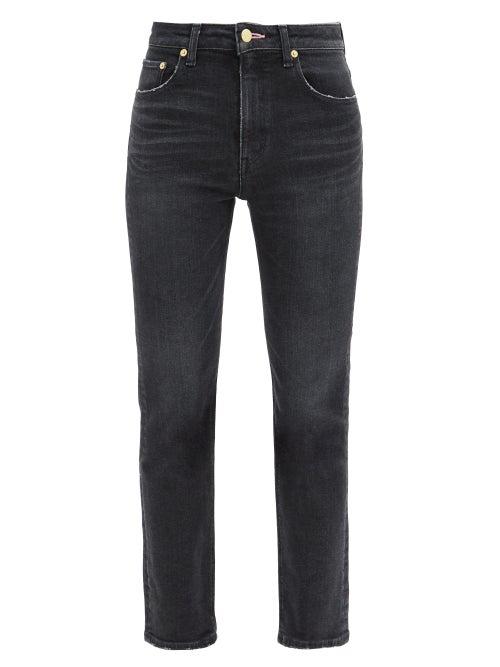 Matchesfashion.com Tu Es Mon Trsor - Rose Quartz Cropped Cotton Slim-leg Jeans - Womens - Black