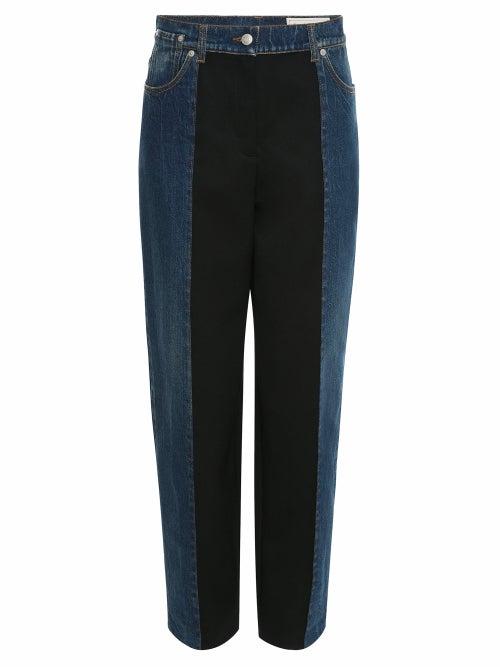 Alexander Mcqueen - Denim-panelled Twill Trousers - Womens - Denim Multi