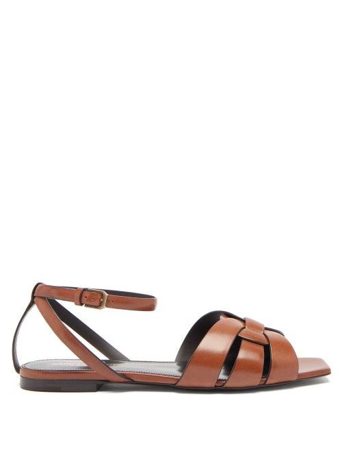 Matchesfashion.com Saint Laurent - Tribute Leather Sandals - Womens - Tan