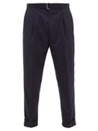Officine Gnrale - Hugo Single-pleated Belted Virgin Wool Trousers - Mens - Navy
