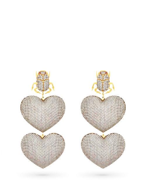 Matchesfashion.com Begum Khan - Scarab Mon Amour Gold Plated Clip Earrings - Womens - Silver