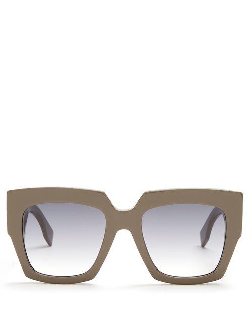 Matchesfashion.com Fendi - Square Frame Acetate Sunglasses - Womens - Grey