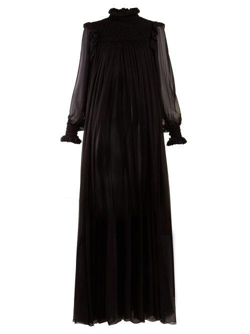 Matchesfashion.com Saint Laurent - High Neck Mousseline Gown - Womens - Black