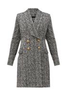 Matchesfashion.com Balmain - Double-breasted Herringbone Coat - Womens - Black White