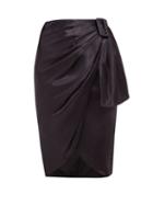 Matchesfashion.com Altuzarra - Polly Asymmetric Draped Satin Skirt - Womens - Dark Blue
