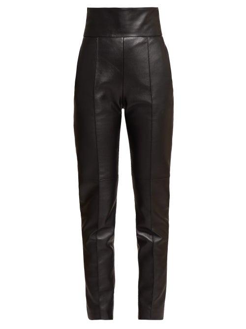 Matchesfashion.com Alexandre Vauthier - High Rise Slim Fit Leather Trousers - Womens - Black