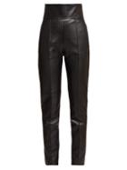 Matchesfashion.com Alexandre Vauthier - High Rise Slim Fit Leather Trousers - Womens - Black