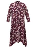 Comme Des Garons Comme Des Garons - Floral-printed Chiffon Midi Dress - Womens - Navy