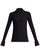 Matchesfashion.com Khaite - Henrietta Bell Cuff Ribbed Knit Wool Blend Sweater - Womens - Navy