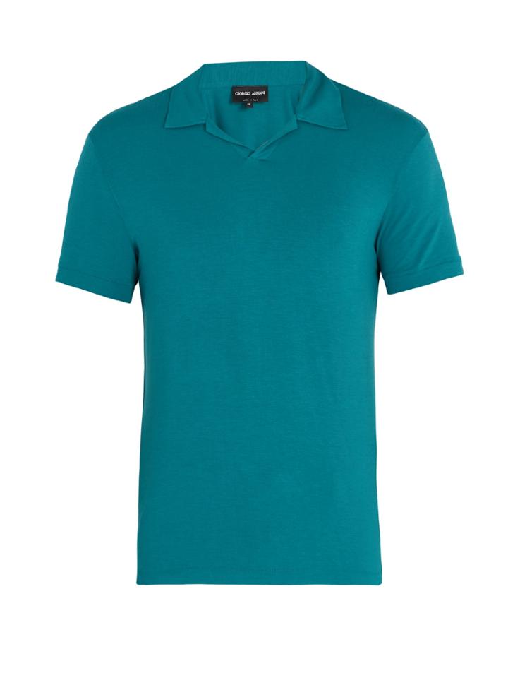 Giorgio Armani Notch-lapel Jersey Polo Shirt