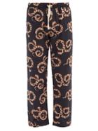 Matchesfashion.com Desmond & Dempsey - The Kaa Snake-print Cotton Pyjama Trousers - Mens - Navy Multi